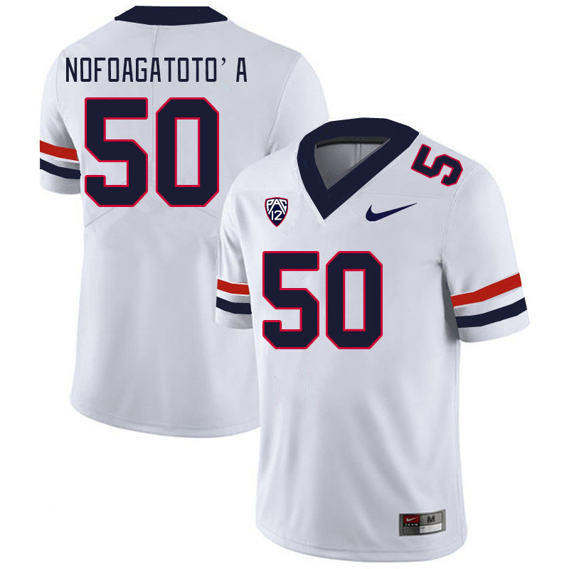 Men #50 Sio Nofoagatoto'a Arizona Wildcats College Football Jerseys Stitched Sale-White - Click Image to Close